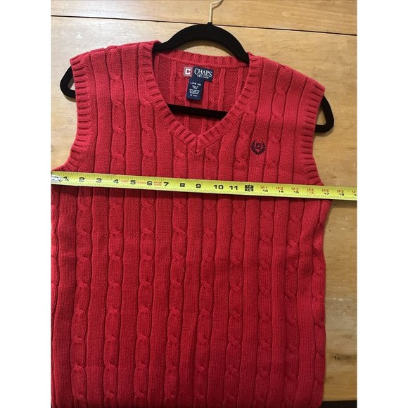 Chaps Cable Knit Sweater Vest RED Boys L 14/16 100%cotton - Picture 5 of 8